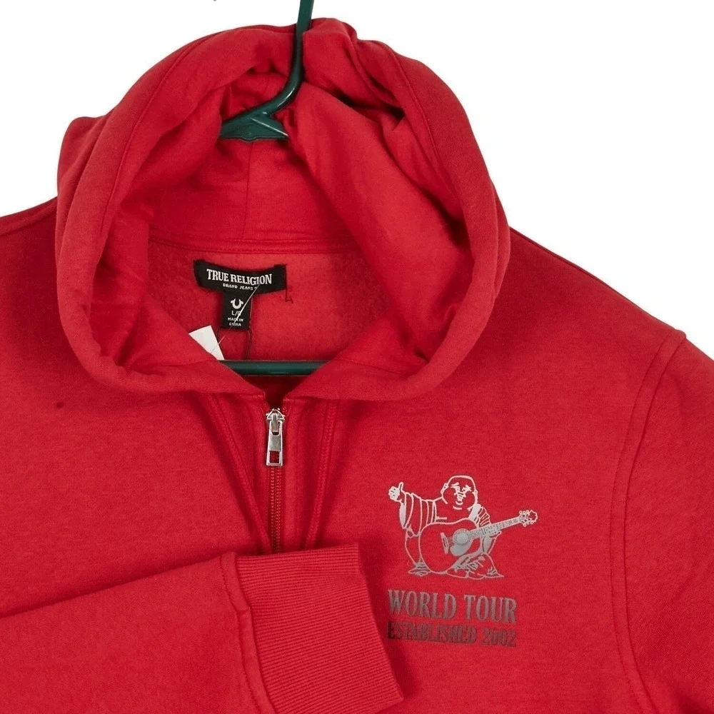 True‎ Religion Mens Red World Tour Established 2002 Graphic Zip Hoodie Size L
